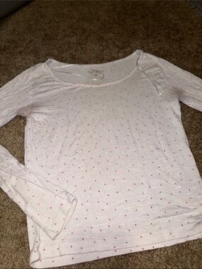BONGO White Long Sleeve Tee with Pink Dot Print